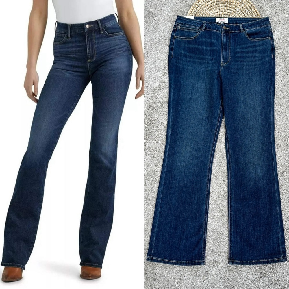 NWOT Wrangler Women’s High Rise Bootcut Jeans Stretch in Dark Blue 14